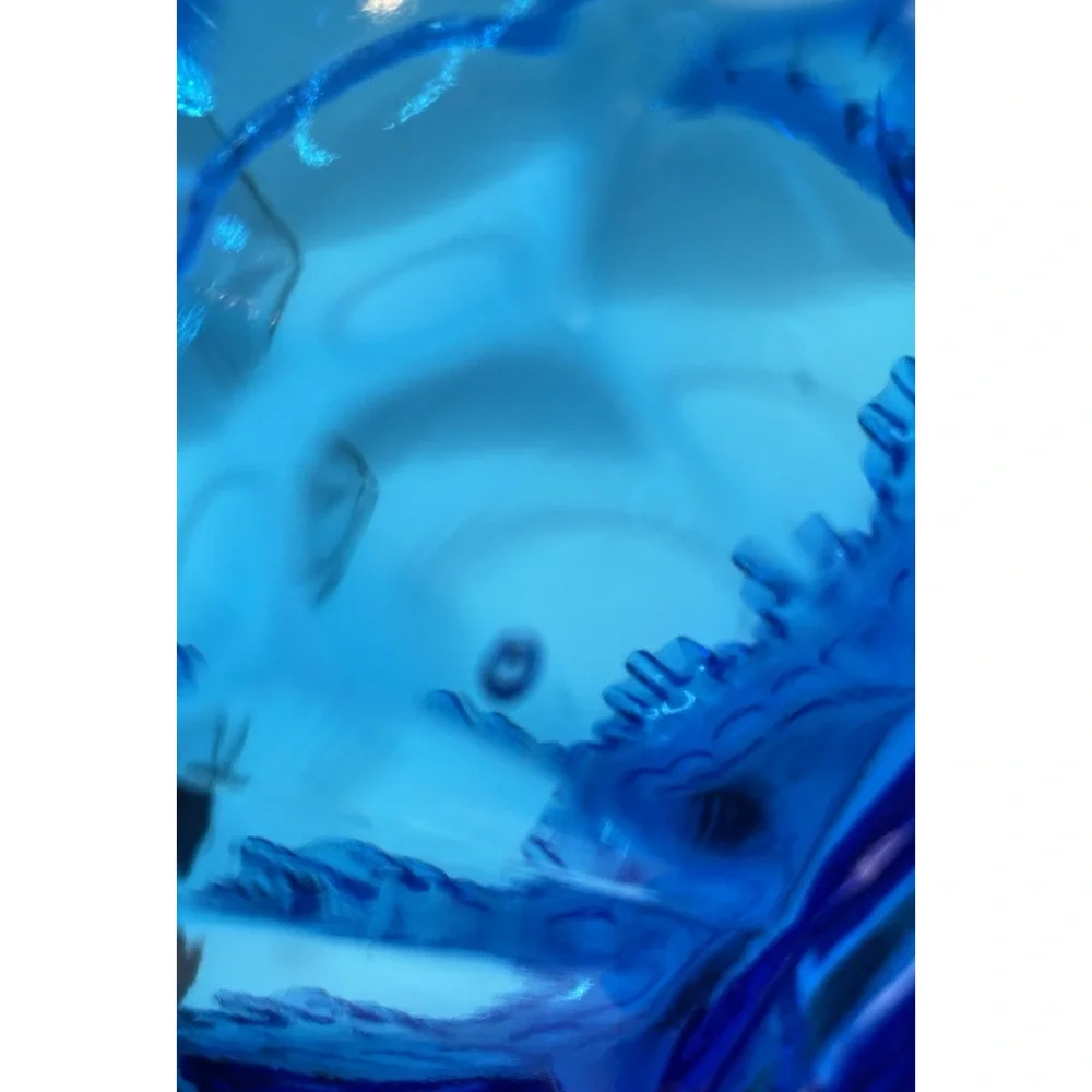 1950s Vintage Fenton Thumbprint Colonial Cobalt Blue Ruffled 8” Glass Basket